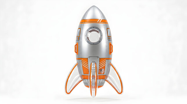 3d rendered cartoon space rocket isolated on white background