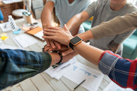 Teamwork unity hands collaboration success