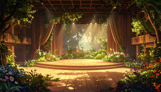 Stage set decorated nature backdrop