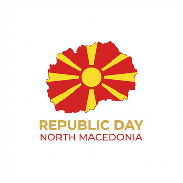 Republic Day of North Macedonia concept with country map filled with national flag design