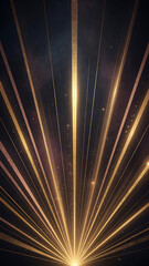 Obraz premium Abstract Golden Light Rays Radiating From Center With Dotted Lines On Dark Luxury Background