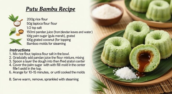 Steamed putu bambu dessert recipe