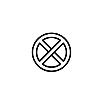 Black and white no entry symbol icon.