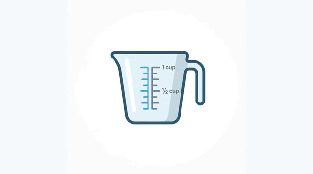 Clear plastic measuring cup icon with measurement lines.
