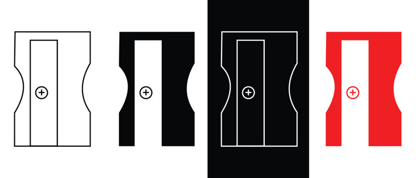 Pencil Sharpener icon set, Pencil Sharpener  illustration in various colors. Thin line icon from education collection.
