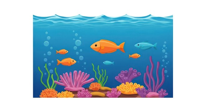 Tropical fish swimming in colorful coral reef ocean