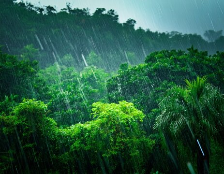 rain asia green background downpour rainy season typhoon