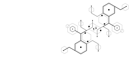 Obraz premium Vector medical technology pattern geometric simple hexagonal line and dot abstract background