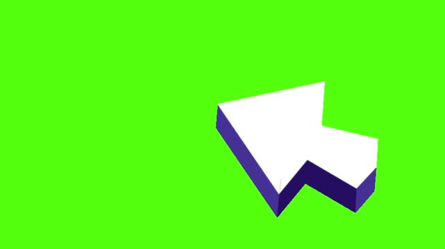 White arrow cursor pointing left on green screen background for digital interface
