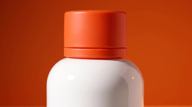 White bottle with orange cap on studio background