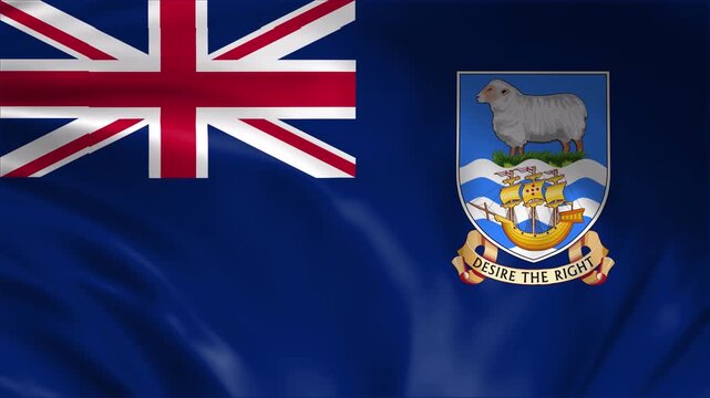 Falkland Island flag waving in the win full screen 3d animation loop seamless animation. good for background waiting screen