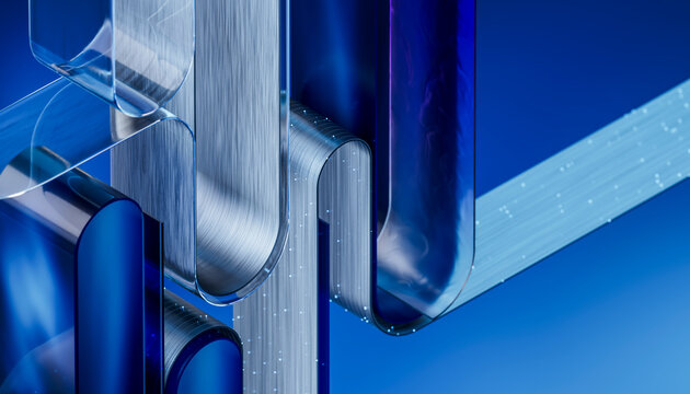 3D layered data gateway with polished loops and blue light