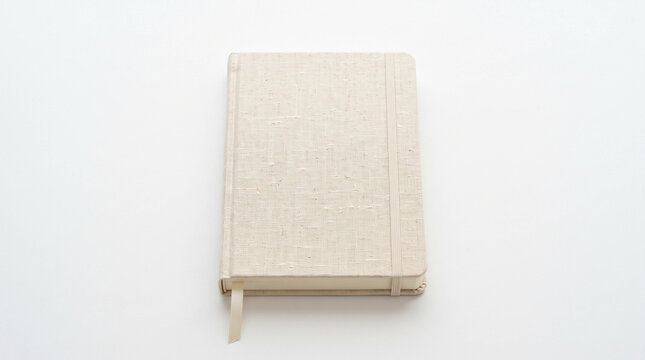 Linen Notebook with Elastic Band Symbolizing Organization, Stationery and Office Supplies