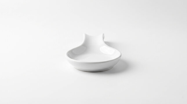 White Ceramic Spoon Rest with Minimalist Design Symbolizing Cleanliness, Kitchenware