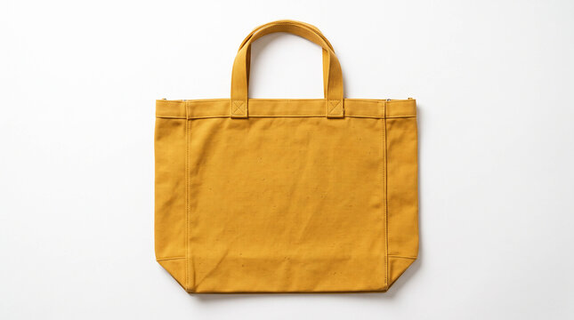Mustard Yellow Canvas Tote Bag with Minimalist Design Symbolizing Sustainability, Retail