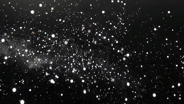 Ethereal 4K composite overlay asset featuring tiny organic white dust motes drifting slowly in and out of focus against a solid black background perfect for adding dreamlike atmosphere to films