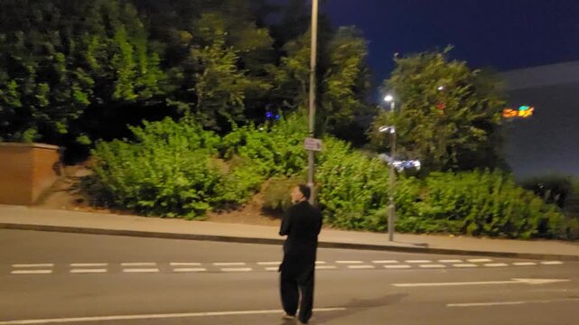 Low Angle Illuminated Streets View of Luton City of England United Kingdom After Sunset Night. Wide Angle Camera Footage Was Captured During Walk at Night of June 27th, 2026. 