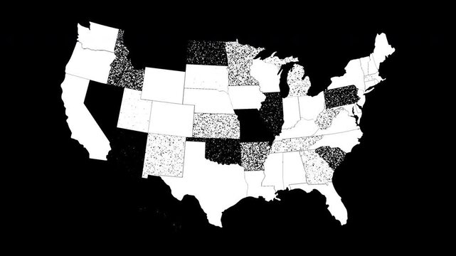 USA Map Assembly Animation on alpha channel