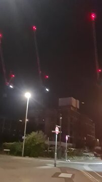 Low Angle Illuminated Streets View of Luton City of England United Kingdom After Sunset Night. Wide Angle Camera Footage Was Captured During Walk at Night of June 27th, 2026. 