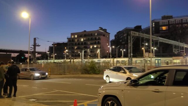 Low Angle Illuminated Streets View of Luton City of England United Kingdom After Sunset Night. Wide Angle Camera Footage Was Captured During Walk at Night of June 27th, 2026. 