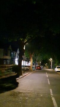 Low Angle Illuminated Streets View of Luton City of England United Kingdom After Sunset Night. Wide Angle Camera Footage Was Captured During Walk at Night of June 27th, 2026. 