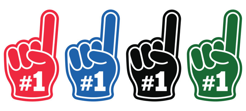 Foam Hand Icons with Number One Finger Gloves for Sports Supporters, Fan Celebrations, Victory Events and Team Spirit Design
