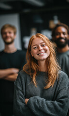 Obraz premium businesspeople driving real progress, where every face reflects trust, momentum, and shared direction in a modern business environment.