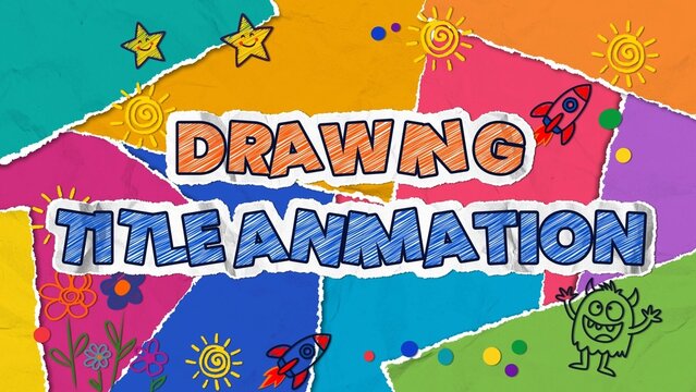 Scribble Drawing Cartoon Children Colorful Title Intro