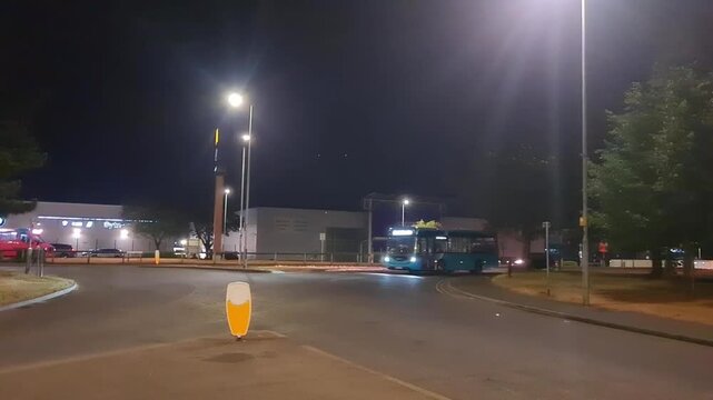 Low Angle Illuminated Streets View of Luton City of England United Kingdom After Sunset Night. Wide Angle Camera Footage Was Captured During Walk at Night of June 27th, 2026. 