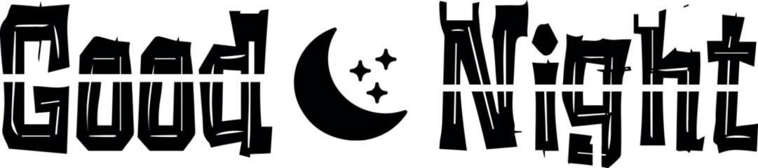 Fototapeta premium Dark gothic night sky moon and stars illustration Vector