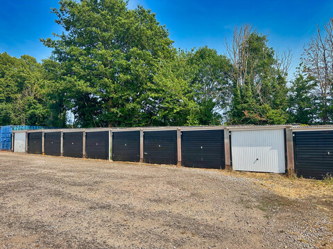 Row of Lock-Up Garages and Storage Units in England