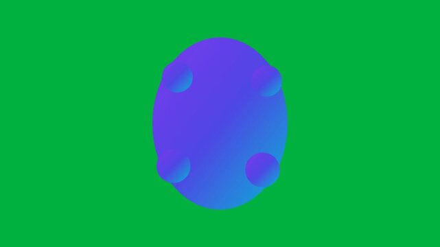 Blue gradient sphere morphing into a square letter icon on green screen