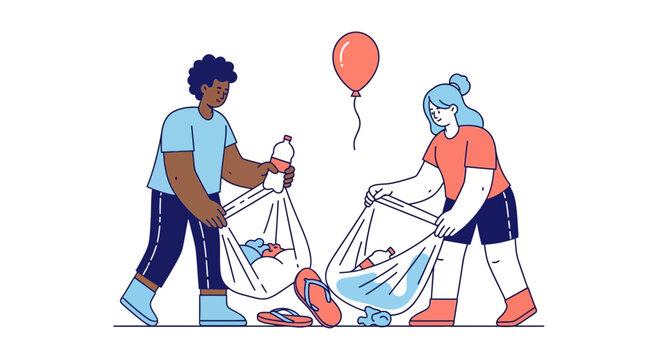 Good pals pick up trash to help nature and save earth now act fast go
