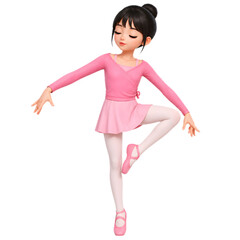 Young ballerina character with elegant hairstyle wearing pink tutu dress and ballet slippers.eps © Jasmine Rosa