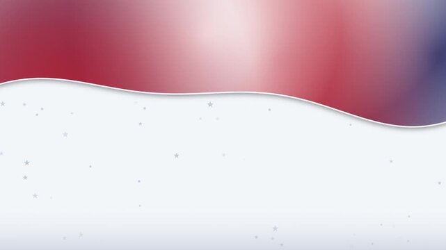 American Patriotic Red White and Blue Gradient Wave Motion Background. Seamless loop animation with falling stars for national holidays, independence day, and corporate projects.