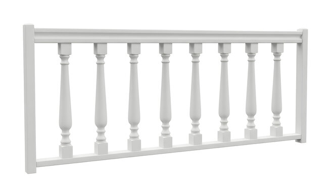 Elegant white balustrade with turned balusters for railing or banister