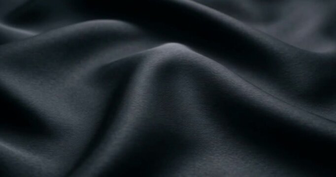 Smooth flowing dark charcoal silk fabric background satin texture black cloth