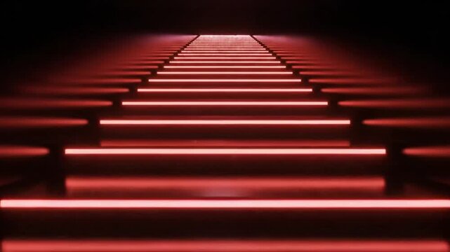 Infinite glowing neon pathway receding into dark futuristic abstract space