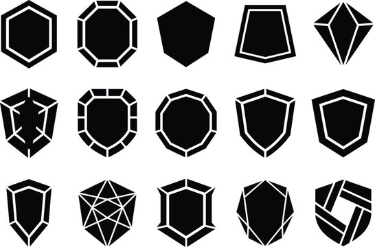 Geometric shape silhouettes on a white background a collection of polygonal forms