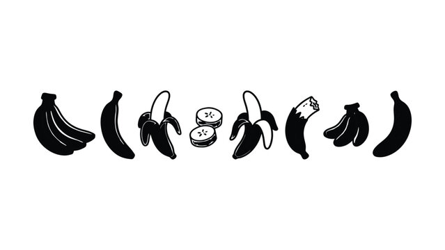 Banana Doodle Set Vector Illustration