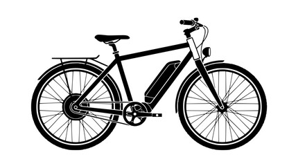 Fototapeta premium Modern Electric Bicycle Silhouette - Clean Line Art Illustration