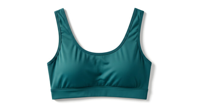 Teal racerback sports bra on model front view