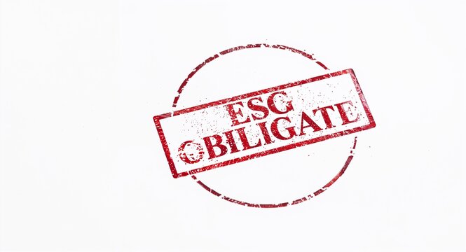 An abstract representation of rubber stamp reading 'ESG Obligation', embodying a minimalist � Diversity and Inclusion Concept for Multicultural Workforce