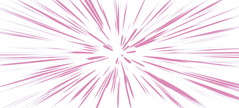 Pink linear elements radiate outwards from a central point on a pure white background