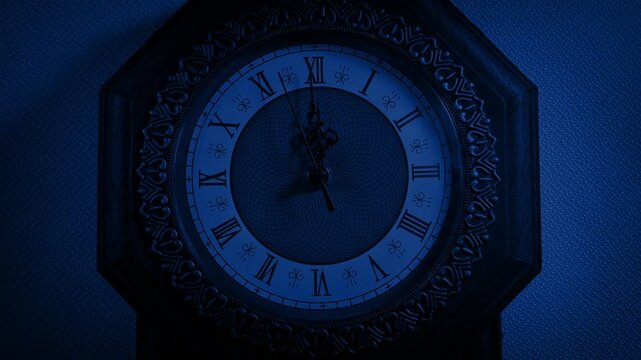 Old Clock In The Dark Late At Night
