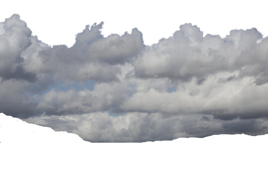 Una nube blanca con gris en un fondo transparente 