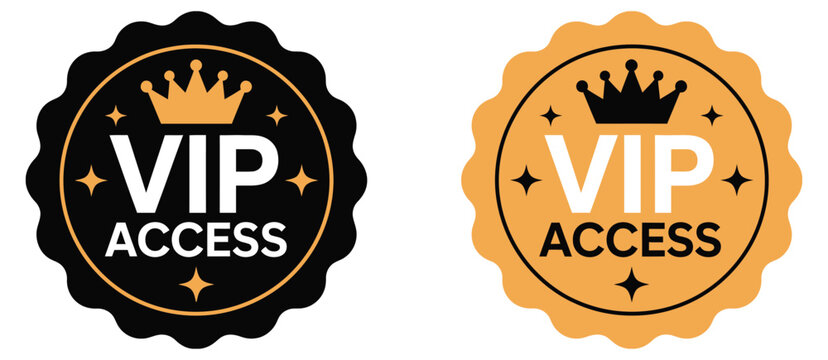 premium access badge with vip membership seal, crown symbol, customer rewards, loyalty programs and exclusive entry vector illustration.