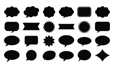 Fototapeta premium Fluffy Comic Speech Bubble Pack Featuring Red Promo Badges and Decorative Label Shapes