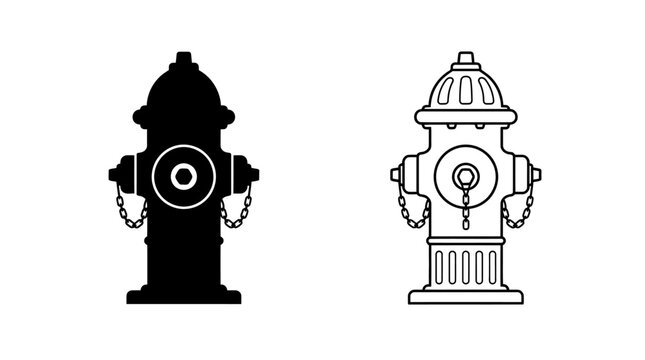 Fire hydrant silhouette black and white line art illustration