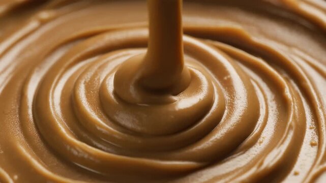 Peanut butter spreading in smooth ribbon motion
